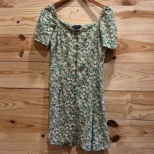 Green & Nude  Floral Dress